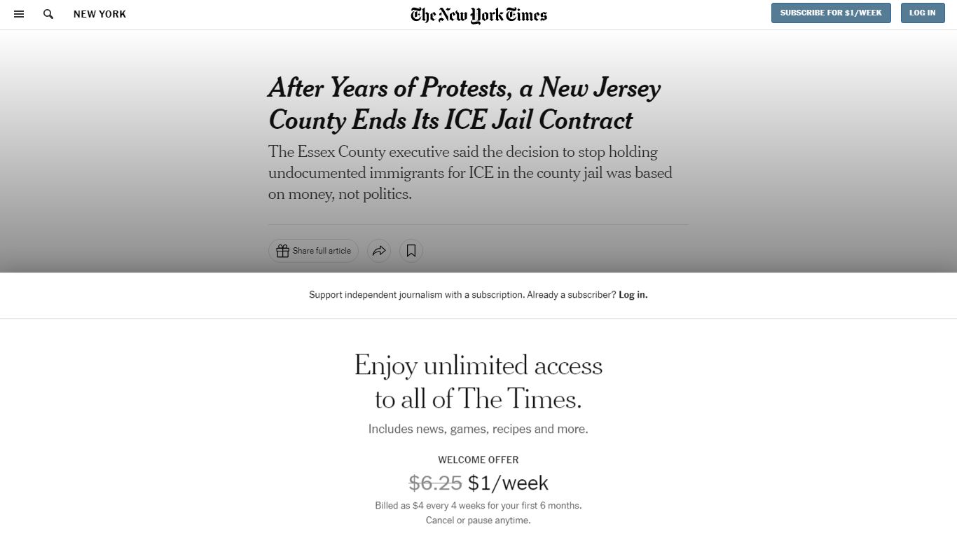 After Years of Protests, a New Jersey County Ends Its ICE Jail Contract ...